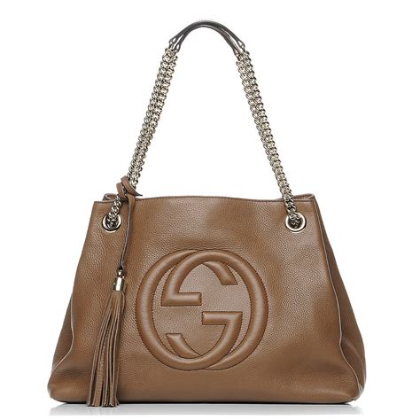 gucci maple brown|GUCCI Pebbled Calfskin Medium Soho Chain Shoulder Bag .